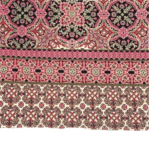 Wisp Stitch Fix 3/4 Sleeve Dress Womens Size 14 Midi Round Neck Border Print Red - Picture 5 of 7